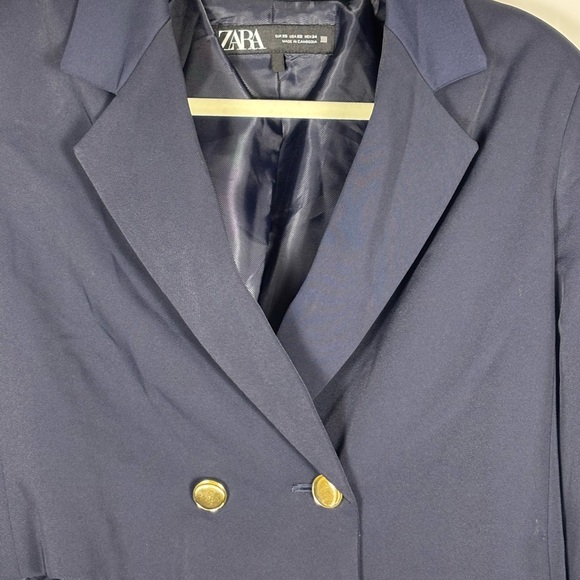 Zara Navy Blue Double Breasted Crop Blazer- XS - Picture 5 of 12